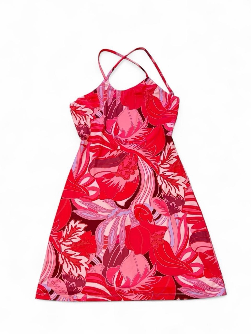 Girls' Red Pink Floral A-Line Dress